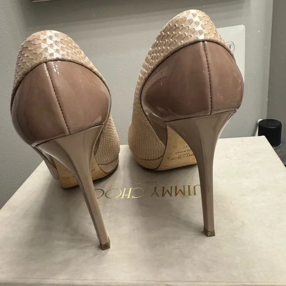 Jimmy Choo Cream Textured Heels - Picture 3 of 4